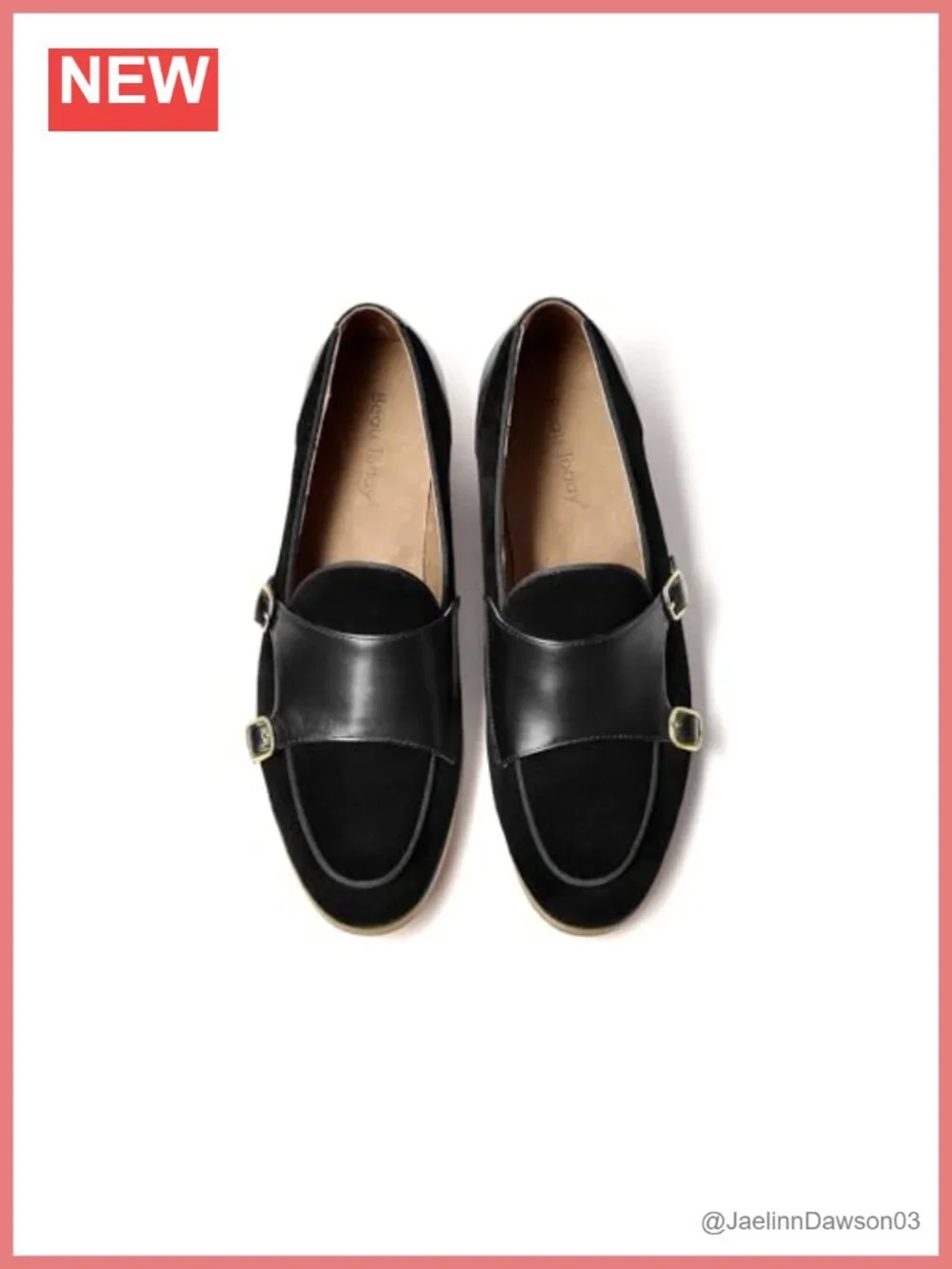 Women's Leather Monk Strap Loafers Flat Slip-On Comfort Business Shoes